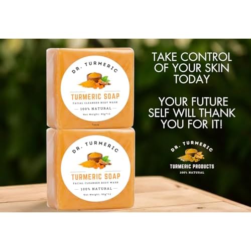 Turmeric Soap Bar | Face & Body Cleanser | Moisturizing | Lathering | Deep Cleansing | Evens Skin Tone | Refreshing Scent | Radiant Skin| 12 Pack