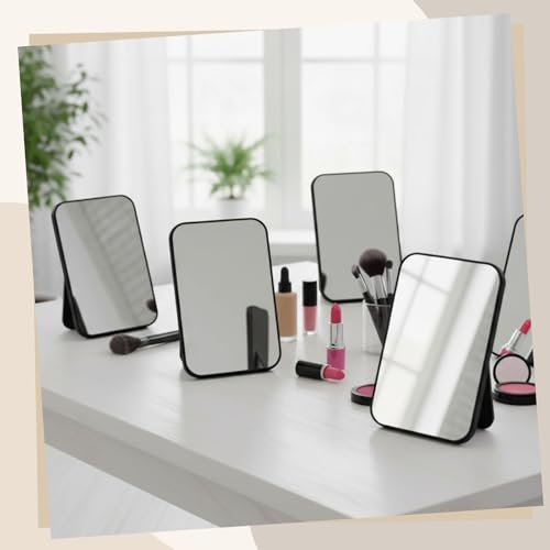 12 Pack Desktop Makeup Mirror Bulk 90¡Æ Adjustable Portable 8" Vanity Table Mirror with Stand, Folding Travel for Makeup Party Spa Party, Women, Cosmetics Personal Beauty (Black)