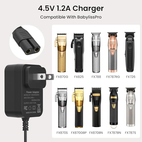4.5V Charger Compatible with BaByliss GOLDFX Hair Clippers Power Adapter, Fit for BaByliss PRO FX870 FX788 FX787 FX825 FX820 FX726 FXSSM Trimmer