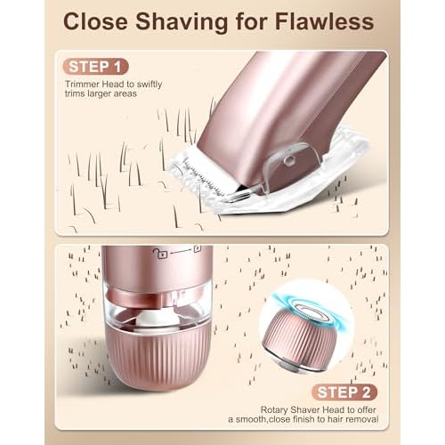 Bikini Trimmer for Women - Electric Razors for Women | Dual Head Electric Shaver for Ladies for Facial Hair Removal, IPX7 Waterproof, Painless & Flawless, USB Rechargeable, for Face, Bikini, Body, Leg