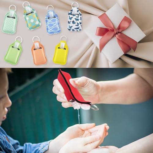 83Pcs Hand Sanitizer Holder Set, 40 Pcs Hand Sanitizer Holder Keychains & 40 Reusable Flip Cap Travel Bottles (30ml/1oz), 3 Funnels, For Travel, Vacation, Camping, Picnic, Party, Home, Office