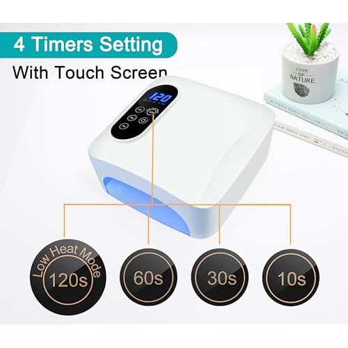72W Cordless LED Nail Lamp, Rechargeable UV Nail Dryer for Gel Polish, Portable Manicure Light with 4 Timers, LCD Display, 36 LED Beads