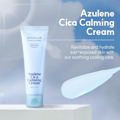 AFTERLAB Azulene CICA Calming Cream, Sensitive Skin Moisturizer for Men & Women, Soothing Hydration for Redness-Prone Skin, After-Shave Comfort, 2.7 fl.oz/ 80ml