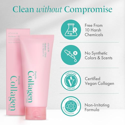 It'S SKIN Peptide Collagen Cleansing Foam 5.07 fl oz | Hydrating Facial Cleanser & Collagen Boost | Gentle Face Cleanser for Sensitive Skin | Korean Face Wash & Gentle Facial Cleanser for Women