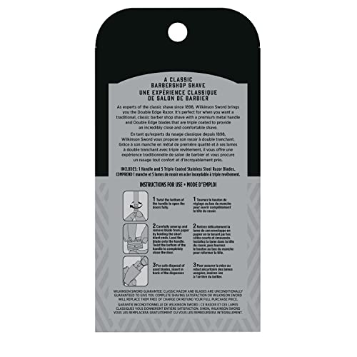Wilkinson Sword Double Edge Razor for Men With 5 Double Edge Razor Blades Refills
