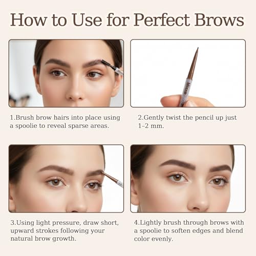 MicroFine Precision Brow Pencil, Ultra-Fine 1.2mm Tip, Buildable Natural Color, Smudge-Resistant Long-Wear, Vegan & Cruelty-Free Brow Definer (03 Dark Brown, 0.0016 oz/45mg£¨pack of 1£©)