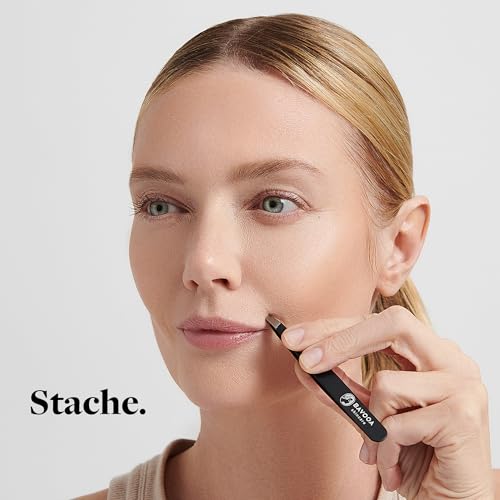 Professional Tweezers for Women and Men - Precision Facial Hair Removal for Eyebrow, Chin, Lips and Splinter Removal, Slant Mini Tweezer and Plucker, Stainless Steel