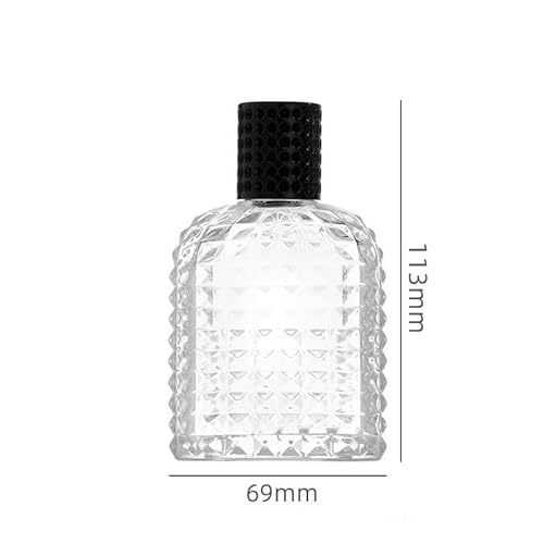 2 Pcs 100ml Glass Atomizer Perfume Spray Bottle, Clear Portable Empty Refillable Sprayer Fine Mist Sprayer Container for Essential Oil, Cosmetic (Black Cap)