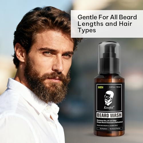 NUSPA NUSPA Face Beard Wash for Full Beards Removes Dirt and Odor Keeps Beard Shampoo Deeo Cleansing Refreshing Face Wash with Argan Jojoba Oils