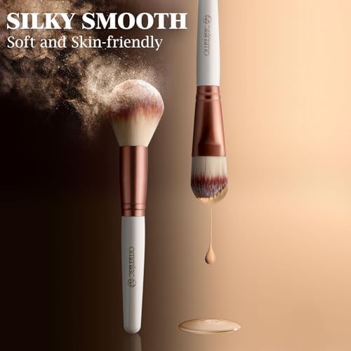 OMANIAC 20Pcs Makeup Brush Set Professional - Premium Synthetic Foundation Eyeshadow Blending Face Powder Brushes with Travel Case - Cruelty-Free Beauty Gift Kit for Beginners & Women (White)