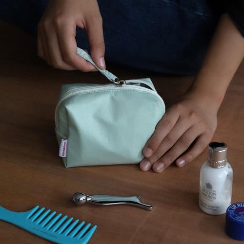 Soft Square Pouch | Lightweight Nylon Cosmetic & Accessory Bag with Strap | 3 Sizes 3 Colors (Brown, S+M+L SET (3 Pcs))