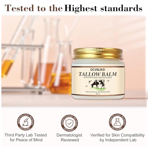 Beef Tallow & Honey Balm, Beef Tallow for Skin, 3 Packs All-Natural Moisturizer Hydrates and Nourishes the Skin, Grass-Fed Beef Tallow & Raw Wild Honey Blend, Body & Face Moisturizer (6 Oz)
