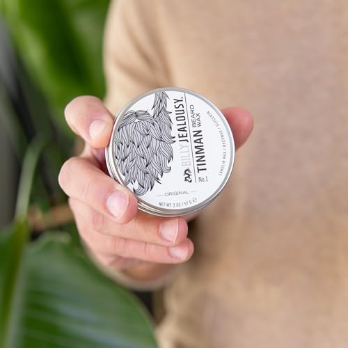 Billy Jealousy Tinman Beard Wax with Light Hold & Matte Finish, Nourishing Beard Care Product Formulated with Natural Beeswax & Glycerin for Soft, Tamed Facial Hair, 2 Oz