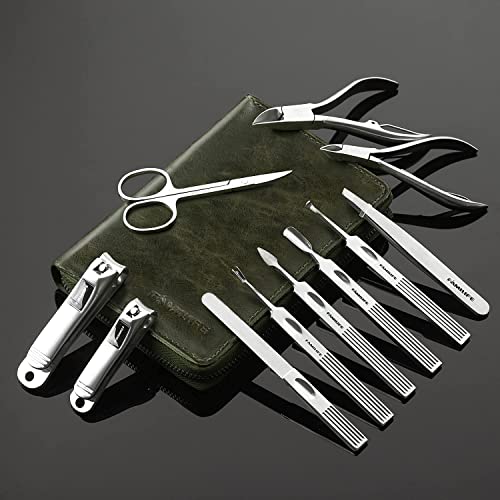 FAMILIFE Manicure Set, Nail Kit 11 in 1 pedicure kit Stainless Steel Mens Manicure Kit Leather and 1 in 1 Gift Set for Women and Men Nail Kit Manicure and Pedicure Set Nail Care Tools Stainless Steel
