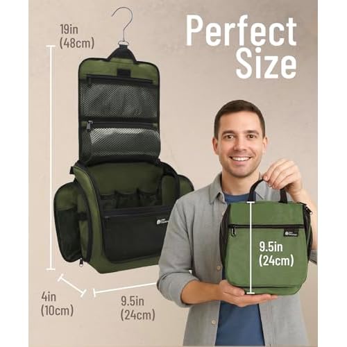 D&D Wanderlust D&D Hanging Toiletry Bag - Designer Travel Organizer for Makeup and Toiletries for Men and Women - Hang Case for Cosmetics and Toilet Accessories with Metal Swivel Hook
