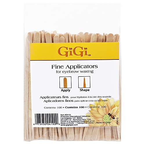 GiGi Eyebrow Wax Sticks for Hair Removal ? Small, Fine Applicator Stick, Wooden Waxing Sticks for Face & Eyebrows, 100 ct