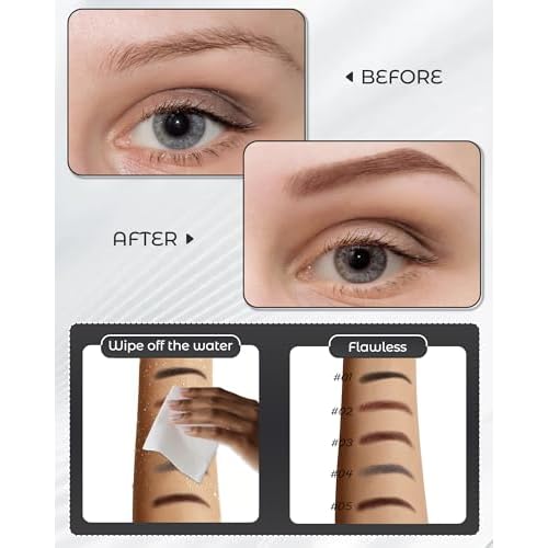 Ultra-Fine Micro Eye Brow Pencil - 6 Pack Waterproof Eyebrow Pencils for Women | 0.5mm Fine Tip with Brow Razor | Hair-Like Strokes for Natural Looking, Filling & Shaping Brows (Light Brown)