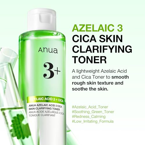 Anua Azelaic Acid 3 CICA Skin Clarifying Toner, Soothing & Clear Care, with Salicylic & Azelaic Acid, Sebum & Spot Care, Suitable for Sensitive Skin, Korean Skincare, 8.45 fl.oz (Pack of 2)