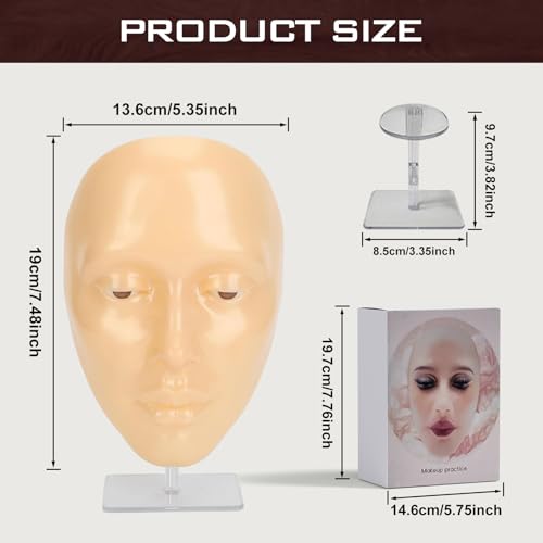 CHADWICK 5D Silicone Makeup Practice Face Board - Reusable Mannequin for Beginner and Professional Eye Makeup Artists - Girl's Gift (Light)