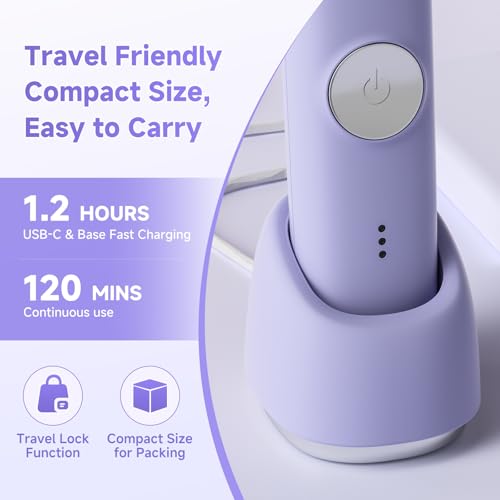 Bikini Trimmer for Women, Shaver for Private Area, 3 in 1 Electric Razors for Leg Body Armpit Pubic Hair Shaving, Ceramic Blade,Smooth Gentle Shave,USB-C Charge Dock,Cordless and Rechargeable (Purple)