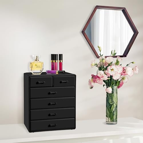 Sorbus Acrylic Makeup Organizer - Organization and Storage Case for Cosmetics Make Up & Jewelry - Large Makeup Organizer for Vanity, Bathroom, College Dorm, Closet, Desk (4 Large, 2 Small Drawers)