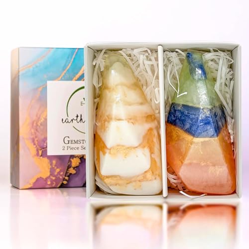 Earth & Home Rocksoap Bar Soap-Gemstone Soaps with Real Crystals Inside- Moisturizing & Scented Fancy Soap Gift for Women- Crystal Soap with Natural Ingredients & Essential Oil- Christmas soap gift