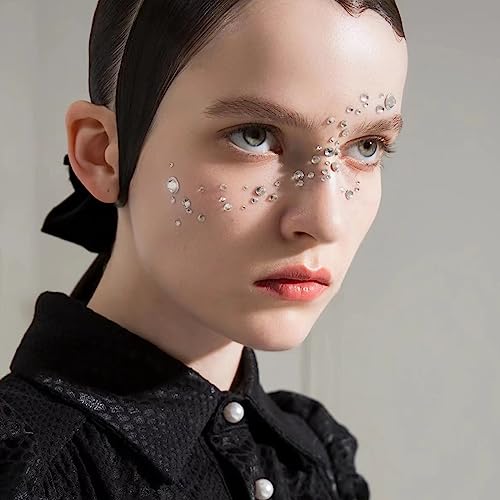 NOOEPC Hair Jewels, Clear Self Adhesive Hair Gems Prom Hair Accessories, Face Jewels Stickers for Makeup, Hair Diamonds,Hair Pearls Stick On,Bling Stickers Rhinestone for Crafts,Face,Makeup