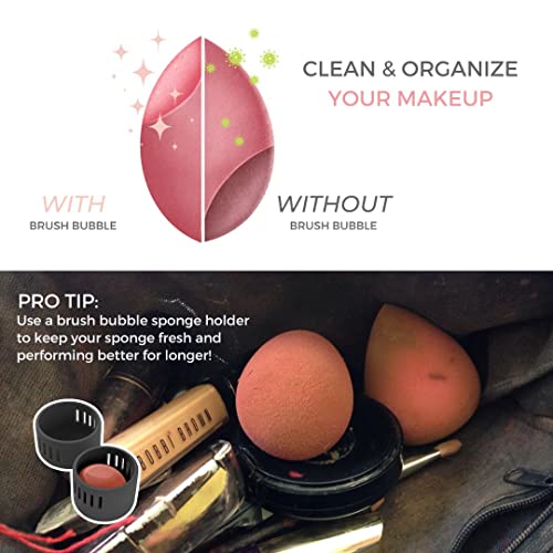 6 piece Rose Pink Makeup Sponge Set - Brush Bubble dual angled beauty sponge for blending liquid foundations, powders & creams, get a flawless blended application, hypoallergenic, latex & cruelty free
