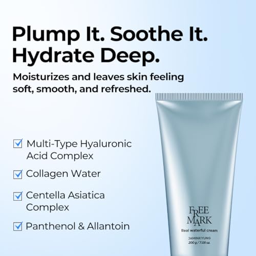 Real Waterful Gel Cream with Triple Water Complex with Panthenol, Cica Complex, Moisturizer for All Skin Types, Hydration, Korean Skin Care, 7.05 oz