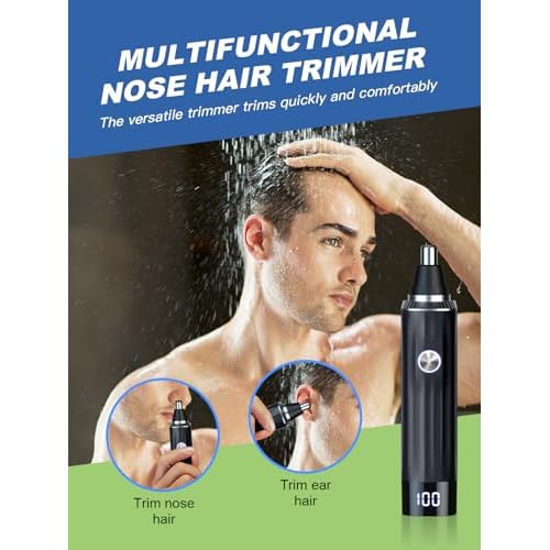 LED Display Ear and Nose Hair Trimmer Clipper for Men Women,2025 Rechargeable 2 in 1 Professional Painless Eyebrow & Facial Hair Trimmer with Powerful Motor