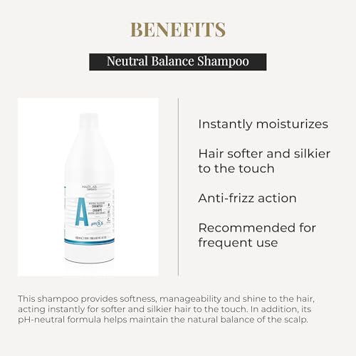 Salerm - Neutral Dermoprotective Shampoo - Hairlab Neutral Balancing - 1200 ml - Neutral pH - For All Hair Types - With Vitamins B and C - Hydrates and Cares for the Scalp - Anti-Frizz