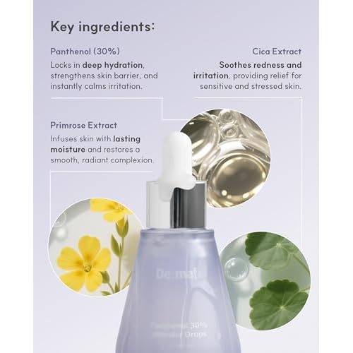 De:maf Panthenol 30% Wonder Drops Ampoule, Panthenol 30% and Evening Primrose Extract for Instant Calming, Suitable for All Sensitive Skin, Korean Skincare