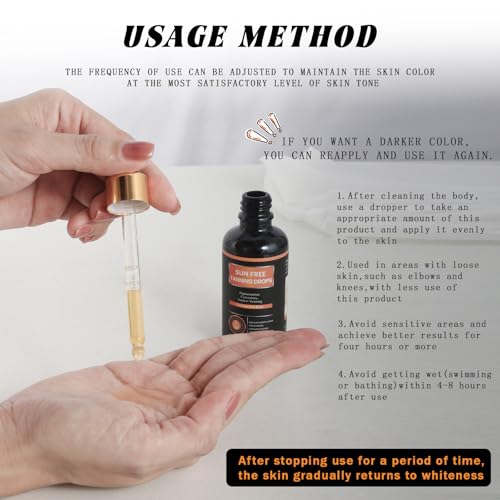 Sun Free-Self Tanning Drops-Bronzing Face Drops-Sunless Self-Tanner for a Natural,Plant extraction formula-DHA content 7%-8%.Moisturizing Bronzing Drops for Face & Body