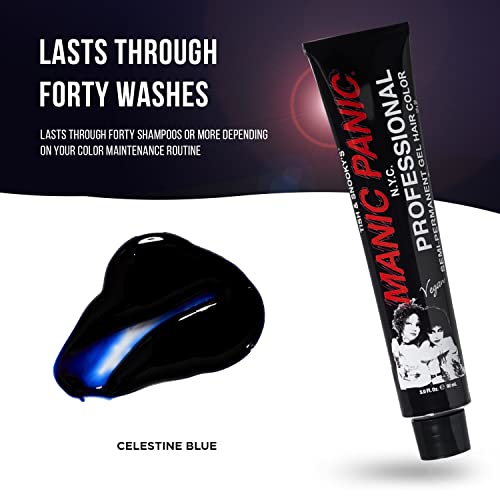 MANIC PANIC Professional Color Celestine Blue - Deep Indigo Blue Semi Permanent Gel Hair Dye - Lasts Through 40+ Washes - No Developer Required (3oz) (Pack of 2)