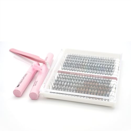 DIY Individual Eyelash Extensions Kit - Includes 10 Rows of Lashes, Pink Portable Storage Case for Home or Salon Use