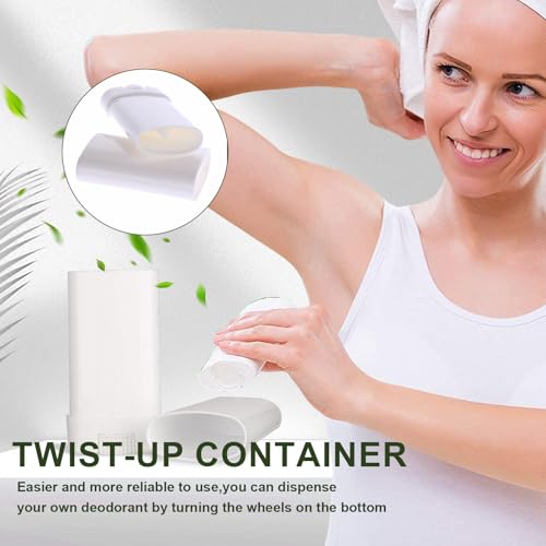10 Pack 15ml Empty Plastic Tubes Oval Twist-Up Deodorant & Lip Balm ContainersWhite DIY Tubes for Homemade, Crayon Holder (0.5 Oz)