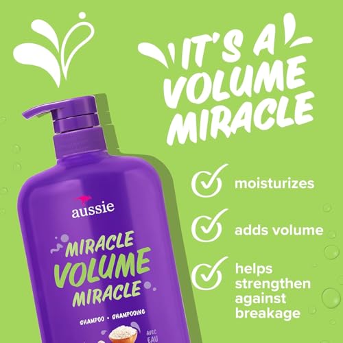 Aussie Miracle Volume with Plum Bamboo, Paraben Free Shampoo, 26.2 Fl Oz