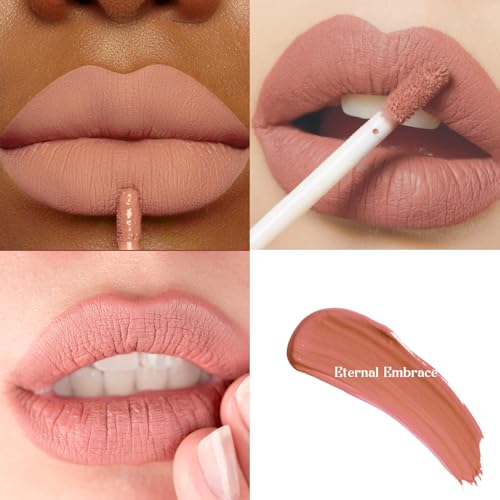 3-Pack Multicolor Matte Liquid Lipstick Set ? Peach Pink, Nude Pink & Caramel ? Long-Lasting, Smudge-Proof, Waterproof ? High-Pigment, Transfer-Resistant Colors for All-Day Wear | Long-Lasting, High-Pigment, Non-Transfer