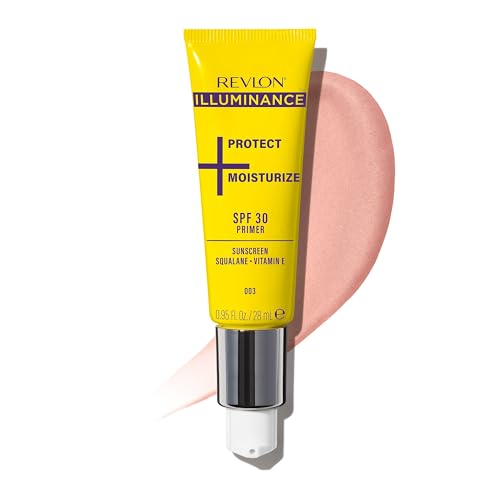 Revlon Illuminance Moisturizing Primer with SPF 30, Face Makeup Primer with Sunscreen, Squalane & Vitamin E, No White Cast, Transparent Finish, 003, 0.95 fl oz
