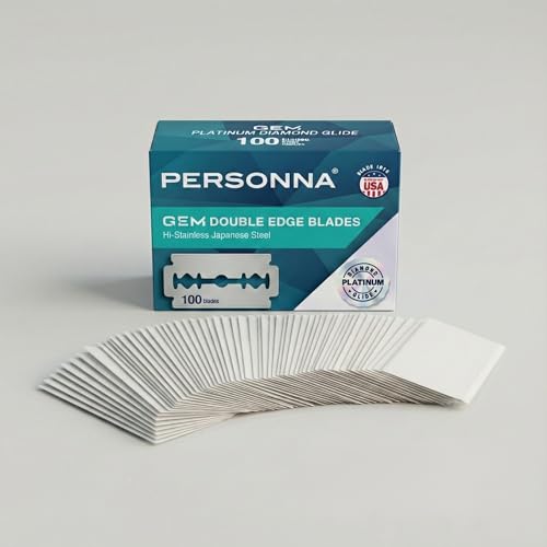 Personna Platinum GEM Double Edge Blade. Surgical Japanese Stainless Steel with Platinum Diamond Glide Coating. (100 Pack)