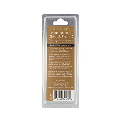 Cuccio Naturale 50-Count Black 80-Grit Pedicure File Refills ? Coarse, Water-Resistant, Disposable Abrasive Sheets for Professional Foot Care ? Fits Cuccio Stainless Steel Pedicure File