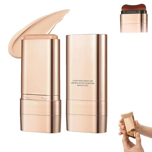 Luminous Dual-Ended Concealer Foundation Stick with Brush, 3-in-1 Foundation Stick, Lightweight Full Coverage, Brightening & Long-Lasting for All Skin Types, 2-Pack (Natural)