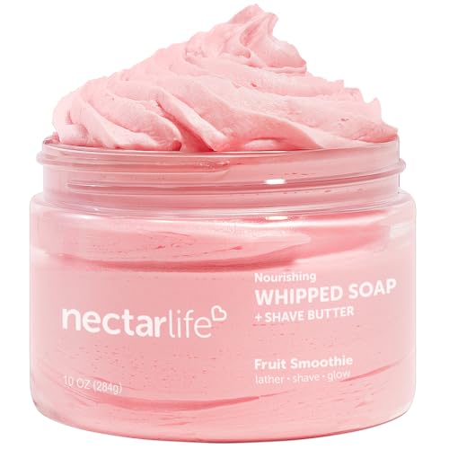 Nectar Life Whipped Soap and Shave Butter, Clean Bath Soap Non Toxic, Vegan (10 Ounce, Fruit Smoothie)
