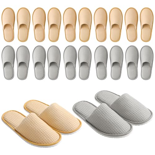 12 Pair House Disposable Slippers for Guests Spa Hotel Slippers for Travel Washable Reusable Non Slip Closed Toe for Shoeless Home Indoor Wedding Party