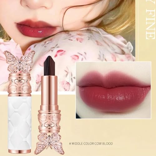 3 Colors In 1 Lipstick, Glossy Silky Feeling Lip Colors, High Pigmented, Exquisite Butterfly Appearance, Long Lasting Moisturizing One Lipstick Three Colors