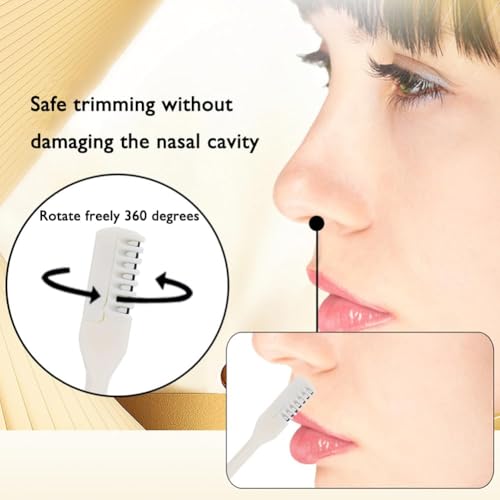 6 Pcs 2-in-1 Nasal Hair Cutter, New Double Sided Nose Hair Knife, Portable Nostril Hair Remover Tool, 360¡Æ Nose Hair Trimmer with Ear Picker Soft Cleaning Brush for Women Men