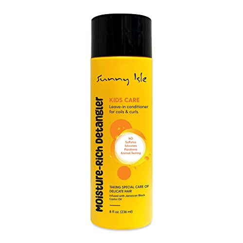 Sunny Isle Kids Care Moisture-Rich Leave-In Detangler - Gentle, Non-Greasy, Jamaican Black Castor Oil - 8 oz