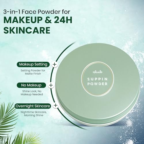 Club Suppin Translucent Pressed Powder set, Long Lasting, Hydrating, Overnight Skincare Setting Powder, Finishing Powder with Shea Butter, Amino Acids & Aloe Extract, Japanese Makeup, White Bouquet