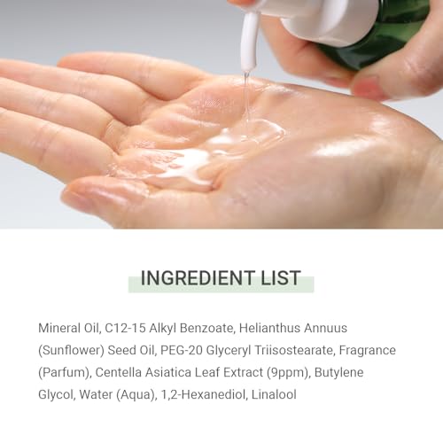tenzero Relief Cica Cleansing Oil 5.07 fl oz (150ml), Hydrating, Daily Makeup Blackhead Remover for Face, Pore Control Centella Oil Cleanser, Korean Skincare, Double Cleansing