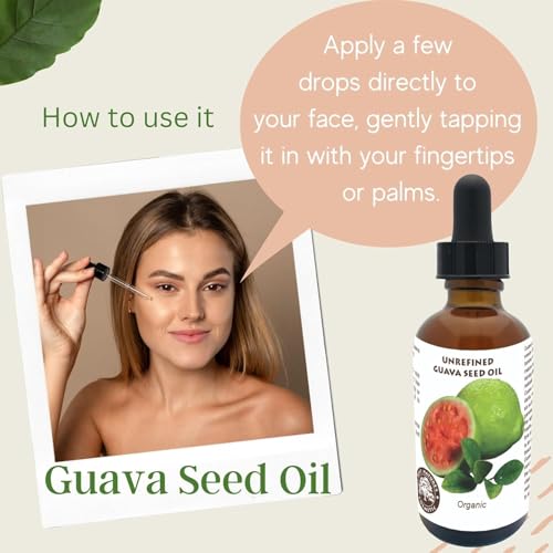 Best Nature's Cosmetics Organic Guava Seed Oil - Cold Pressed for Skin & Hair ? Vitamin C Rich, Antioxidant-Rich Hydrating Oil for Glowing Skin & Frizz-Free Hair - 4 oz / 120 ml